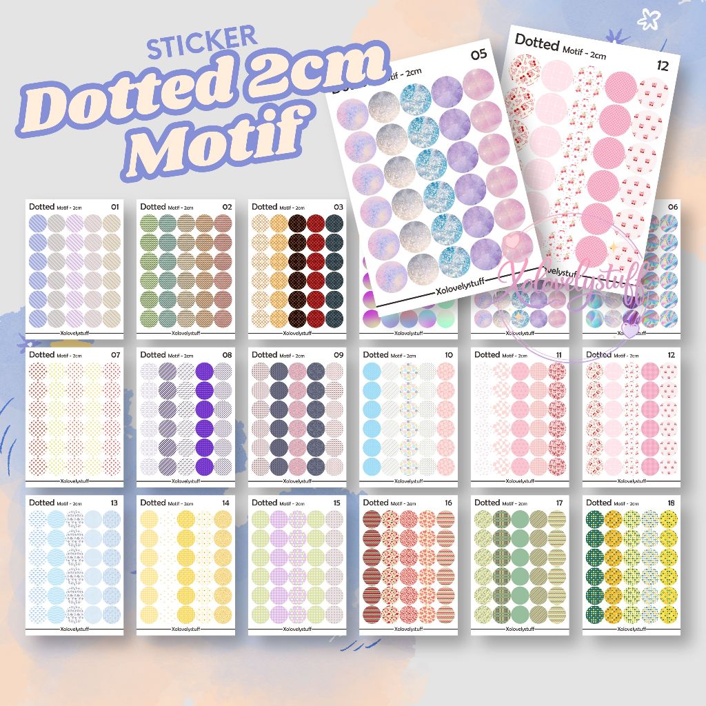 Jual Sticker stiker bulat warna warni 2cm MOTIF / Sticker basic small ...
