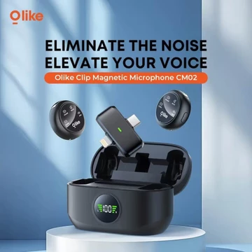 OLIKE Clip Magnetic Microphone CM02 Mic Wireless ANC Dual Port Lightning Type C 40H Baterry