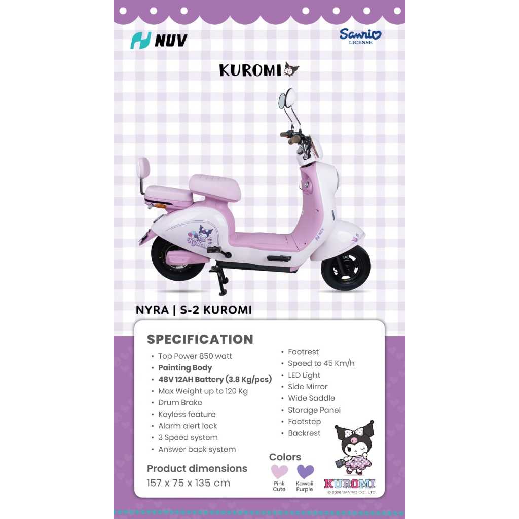 01 ebike sepeda listrik NUV s2 kuromi