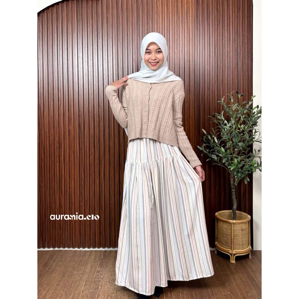 Jual ROK STRIP RAYON PANJANG WANITA ADEM JATUH GARIS GARIS korean ...