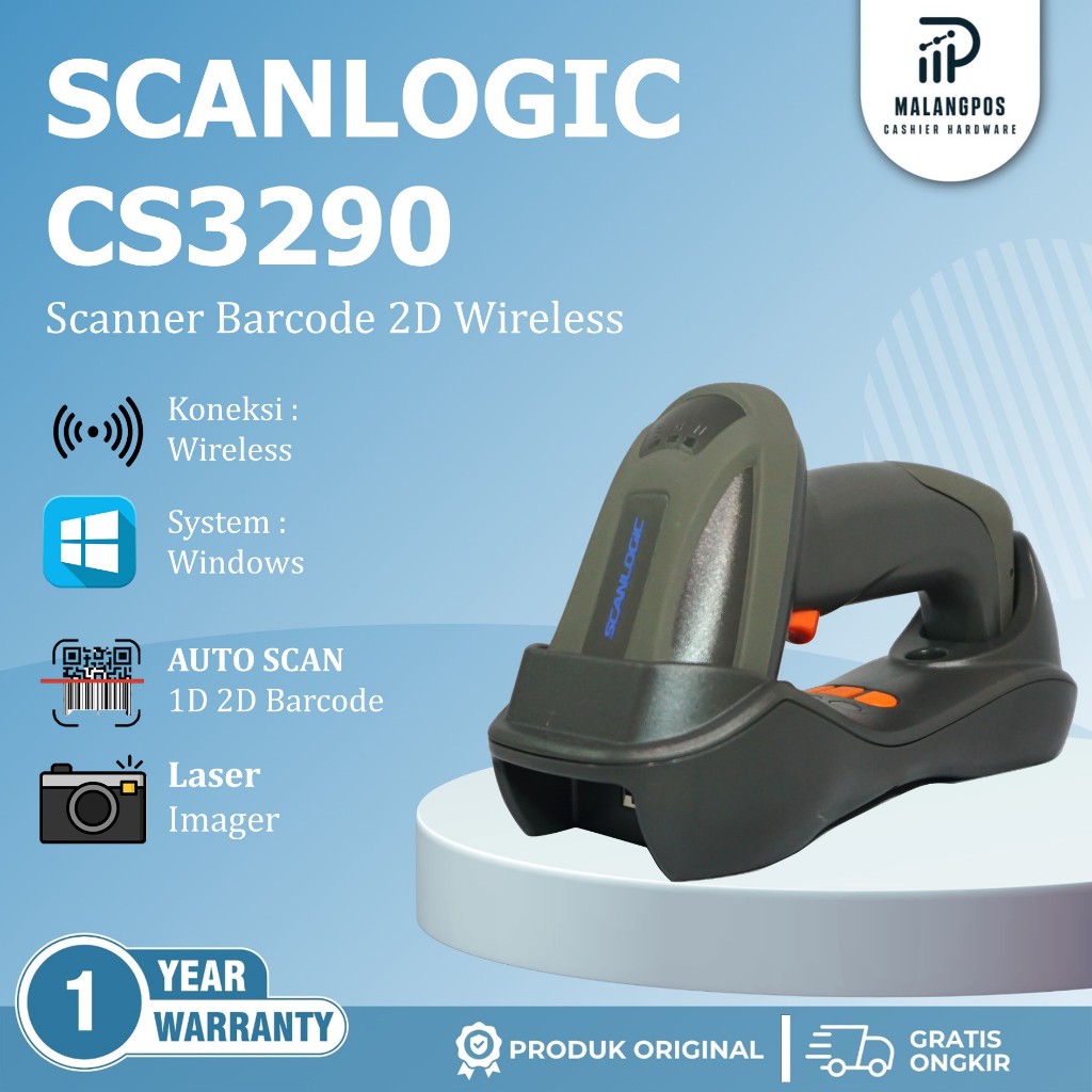 Jual Scanlogic CS3290 Scanner Barcode 2D Industrial Wireless Docking CS ...