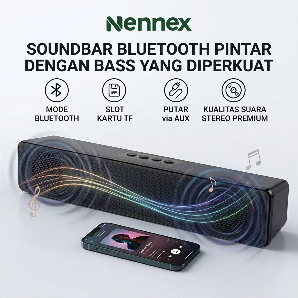 Jual Nennex Speaker Bluetooth Soundbar Super Bass Dual Speaker Wireless ...