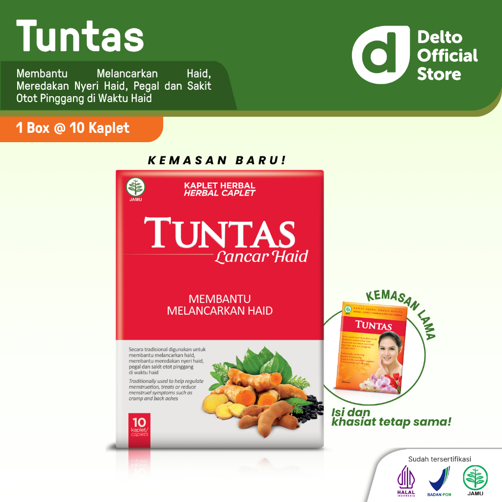 [Best Seller] Tuntas Box 10 Kaplet Herbal Wanita - Lancar Haid Meredakan Nyeri Haid Pegal Sakit Otot Pinggang saat Menstruasi