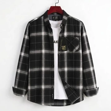 Kemeja Flanel Pria MOTIF SULTAN Lengan Panjang Kualitas Premium Slimfit Motif Garis Hitam
