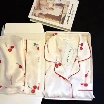 One Set Piyama Baju Tidur Wanita Baju Tidur Lengan Panjang Celana Panjang Bahan Satin Silk BTW