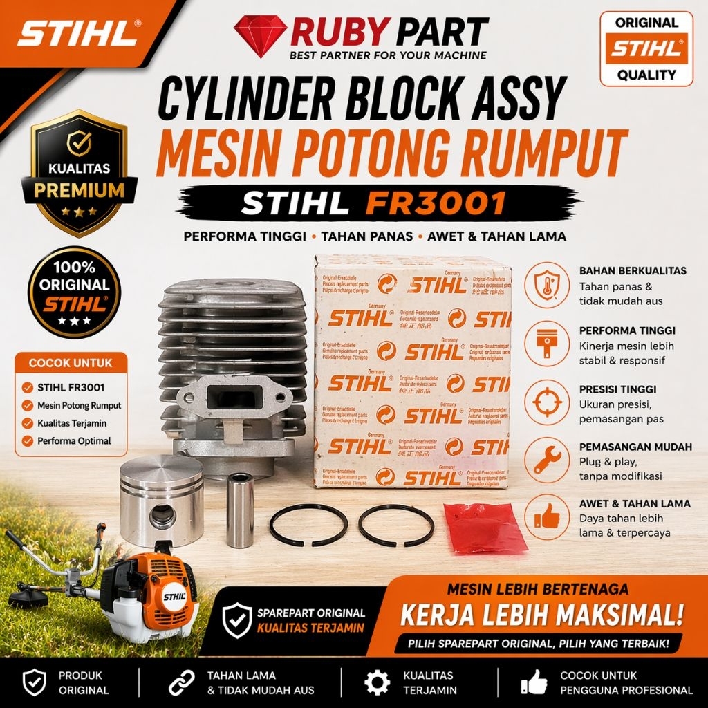 Jual Stihl Cylinder Block Assy Mesin Potong Rumput F3001 Ori | Shopee ...