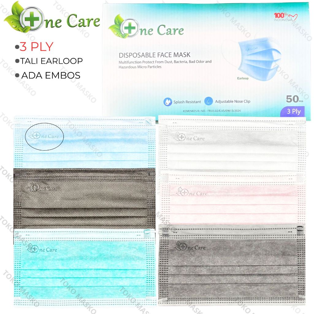 Jual Masker 3Ply earloop Onecare Emboss 50Pcs | Shopee Indonesia