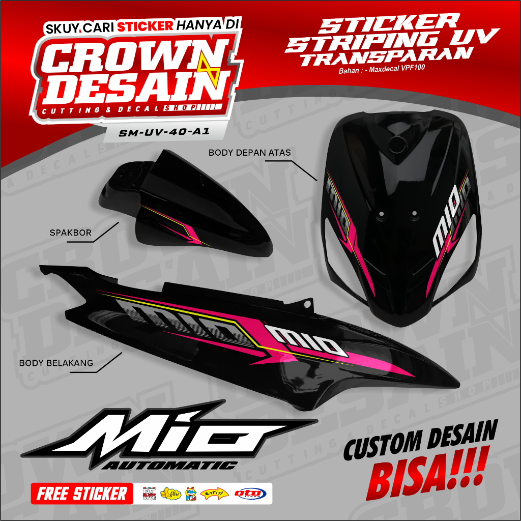 Jual Sticker Striping Mio Transparan UV Motif Lis Pink Simple ...