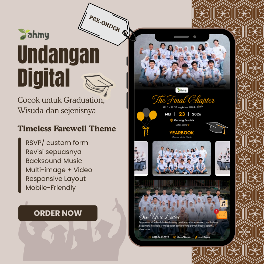Website Undangan Kelulusan Digital Graduation / Wisuda Aesthetic | AHMY STORE