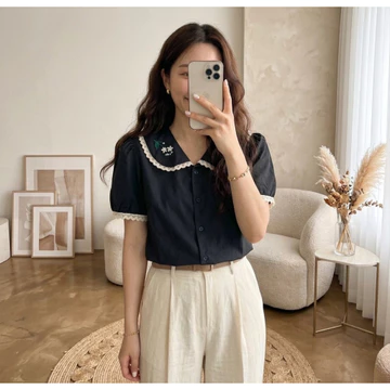 Cotton Bells Resti Top Atasan Kerja Casual Wanita Premium Baju Blouse Lengan Pendek Korea