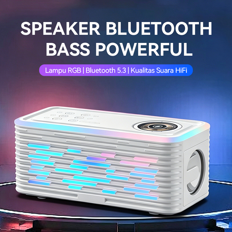 Jual BASIKE Speaker Bluetooth MW90 Bass Kuat LED RGB Wireless Charging ...