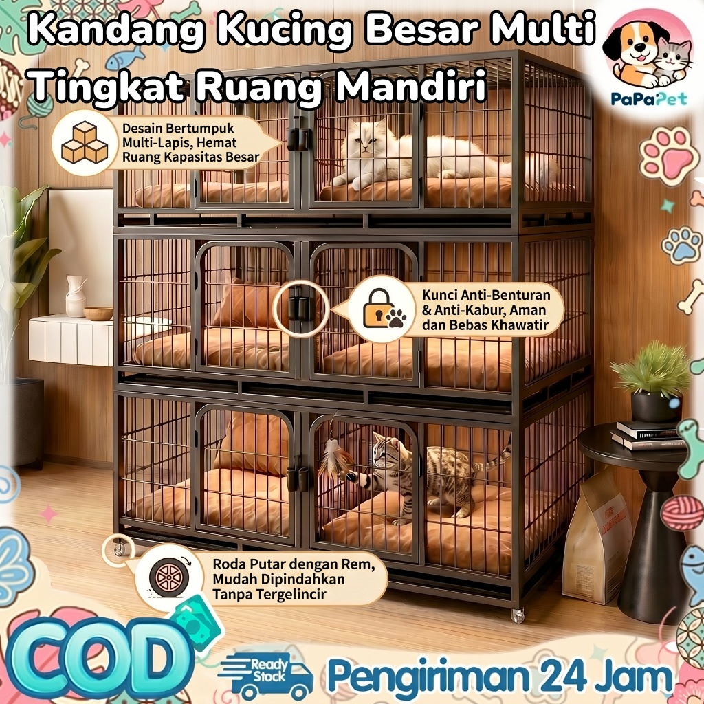 Jual PAPAPET Kandang Kucing Kandang Kandang Pembiakan Tiga Kandang ...
