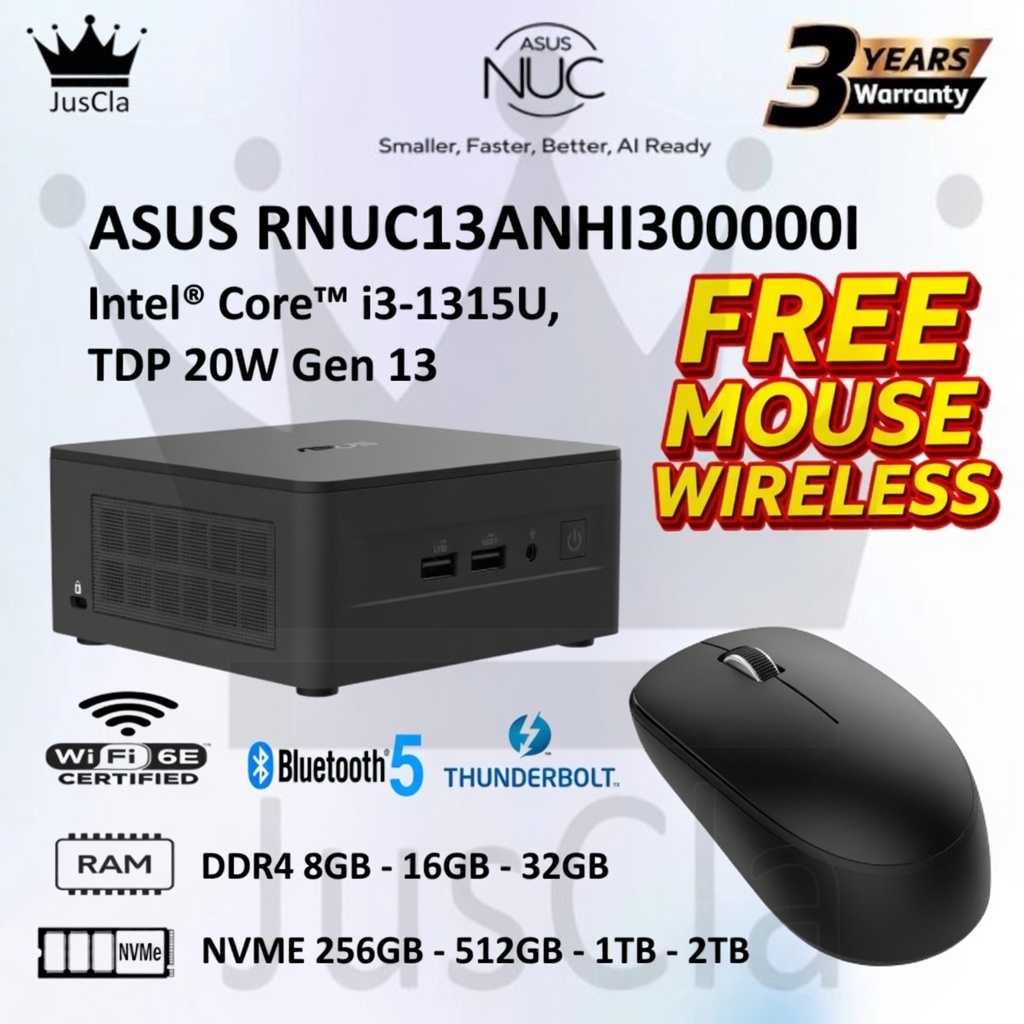 Jual ASUS NUC 13 PRO NUC13ANH INTEL CORE I3-1315U GEN 13, MINI PC