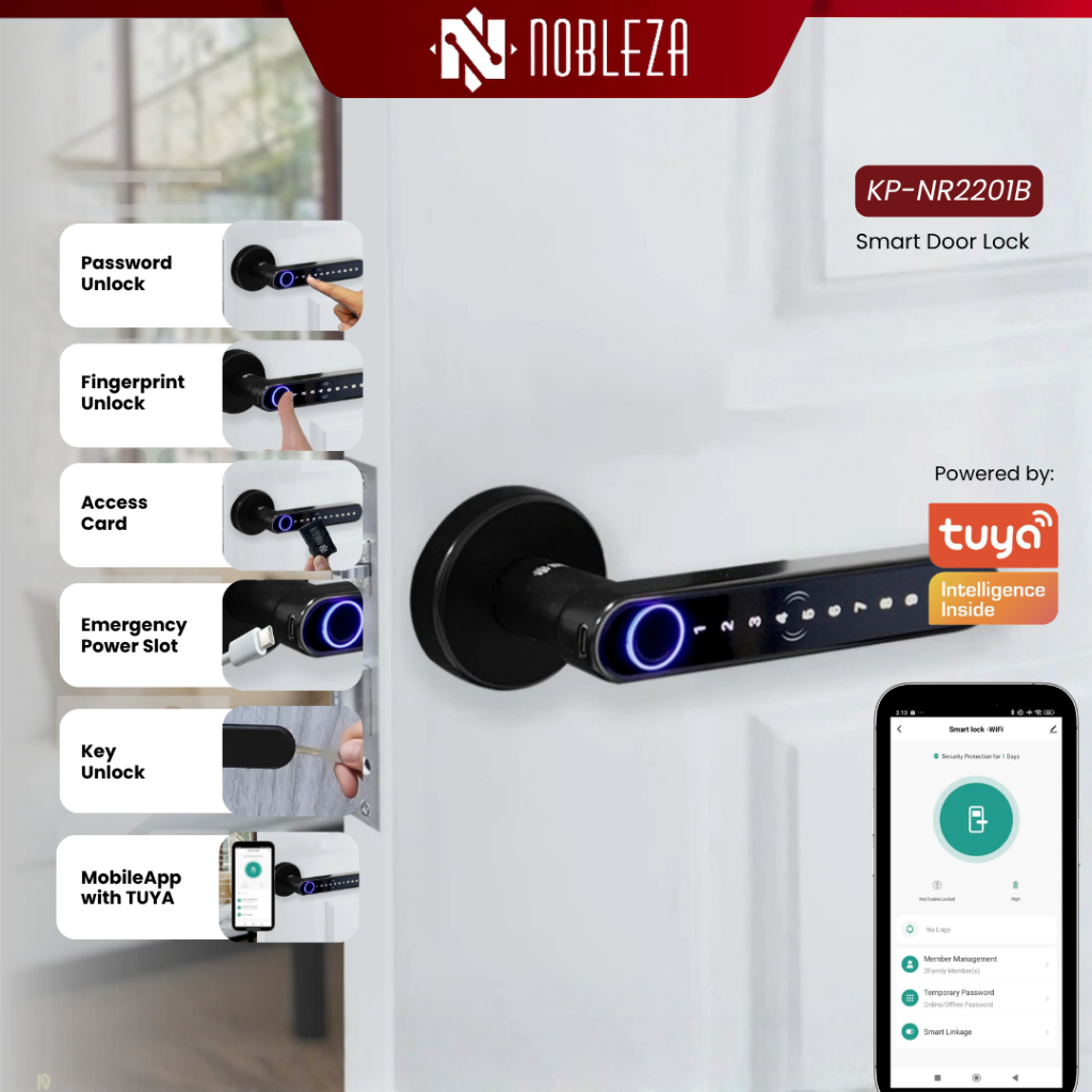 Jual NOBLEZA Smart Door Lock Kunci Pintu Digital Handle Rosette ...
