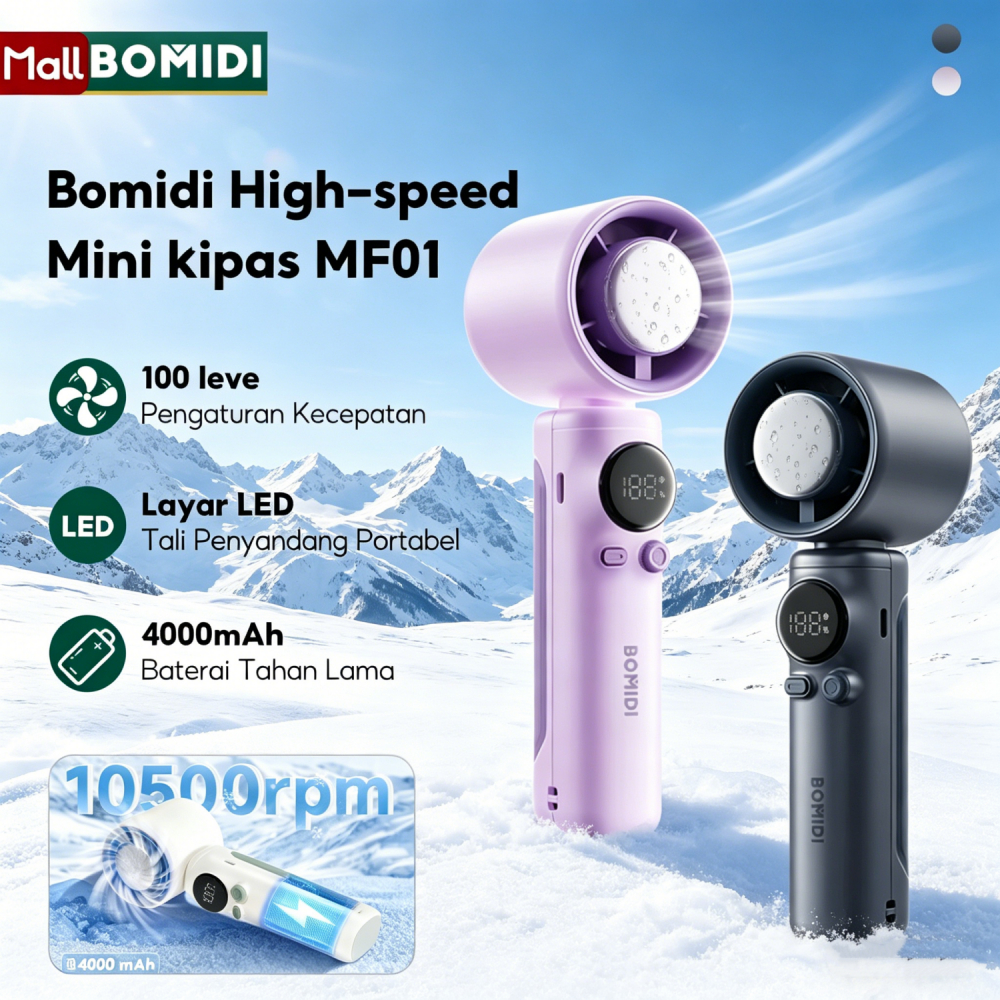 BOMIDI Kipas Turbo Mini MF01 Pendingin Genggam Mini Turbo Fan Angin Kencang 4000mAh Cooling Fan
