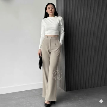 ETTA PANTS Semi Flared Celana Highwaist Wanita Kulot Loose Pants Panjang Formal Bahan Kerja
