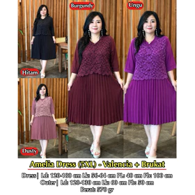 Fina Bigsize (Amelia Dress Brukat) Dress Wanita Jumbo Bigsize