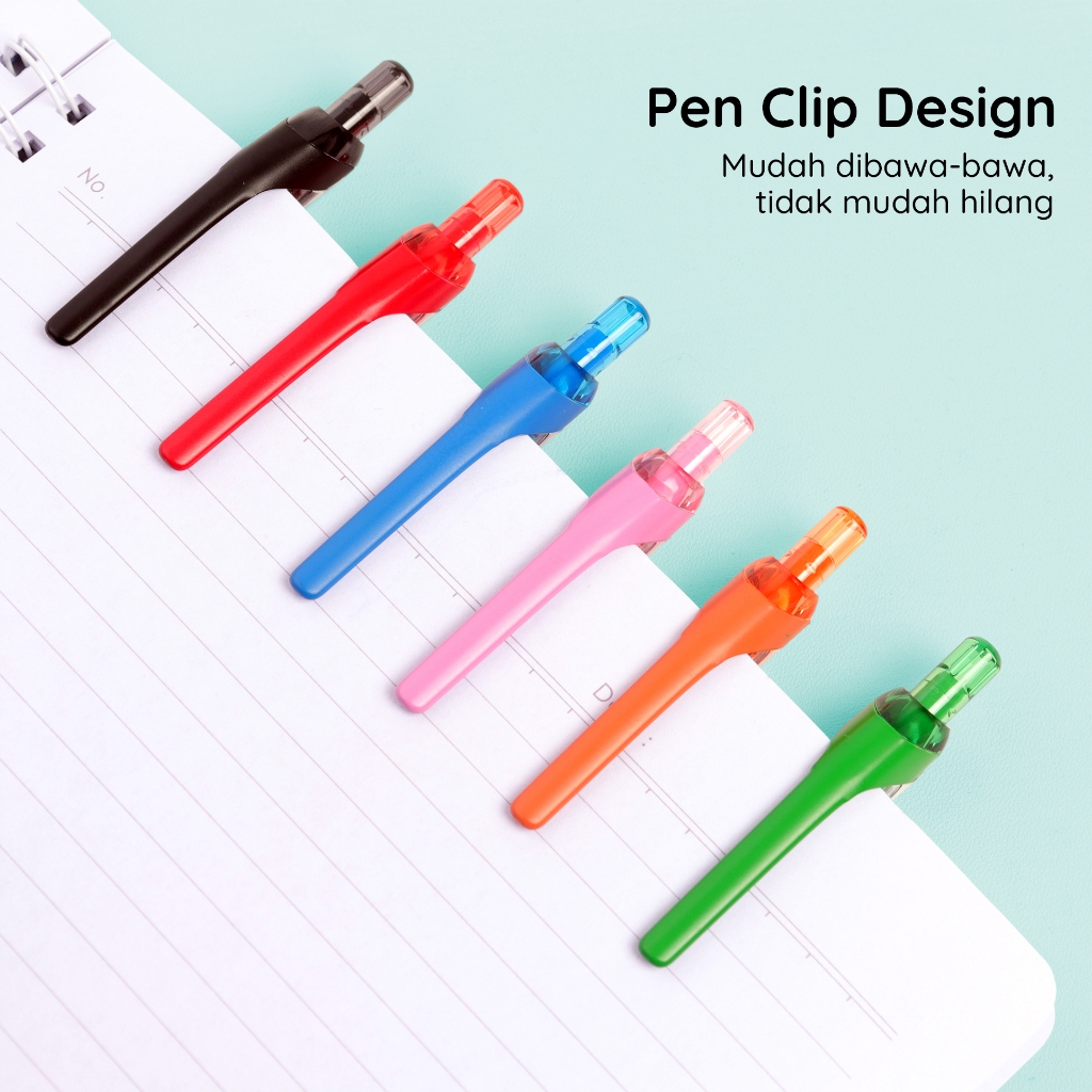 Bantex Colorful Gel Pen 0.5 mm / Pulpen Pena Satu Set 6 Warna BG1114 (7)