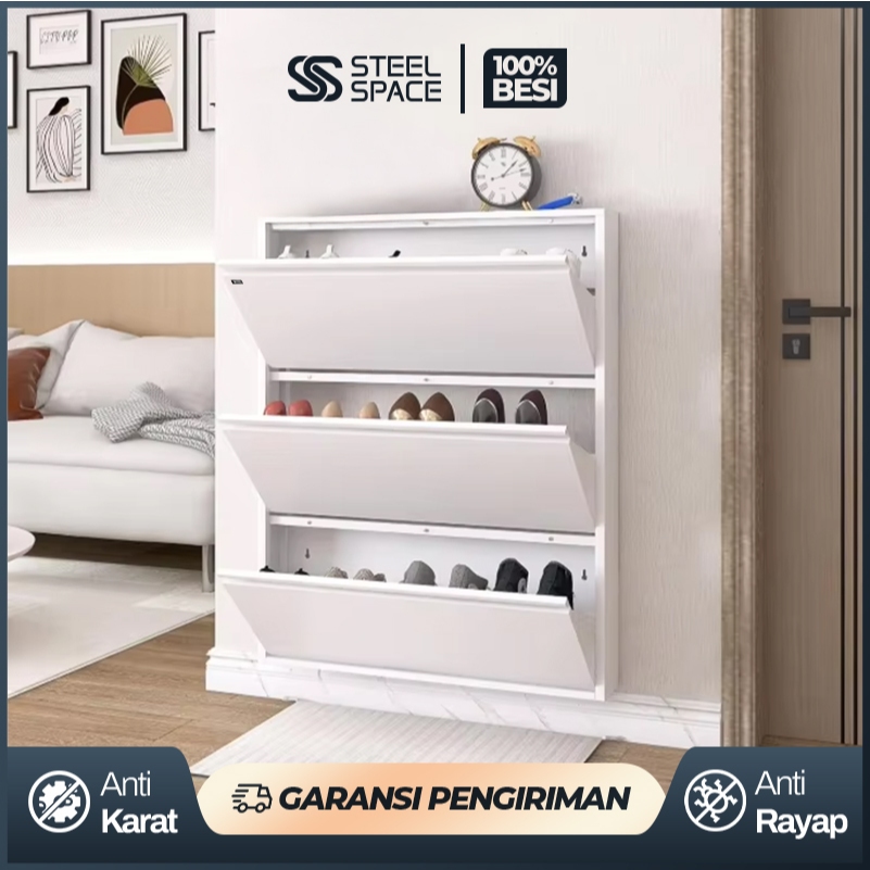Jual STEEL SPACE Rak Sepatu Besi 2 - 4 Susun Kuat Tebal Tertutup Lemari ...