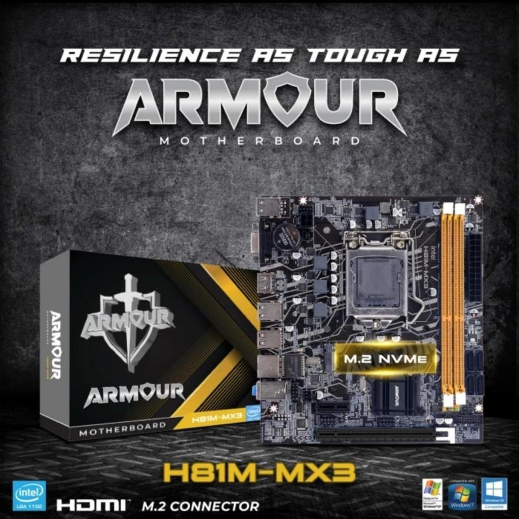 Jual ARMOUR Motherboard H81M MX3 LGA 1150 Micro-ATX DDR3 16GB Dual ...