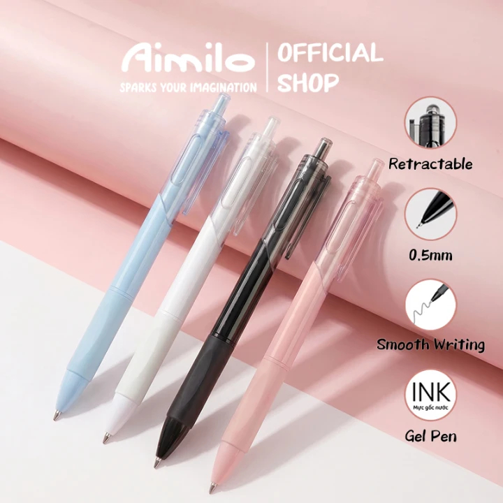 Jual Aimilo Gel Pen Pulpen Gel Retractable 4 Warna 0.5mm 1 PCS | Shopee ...