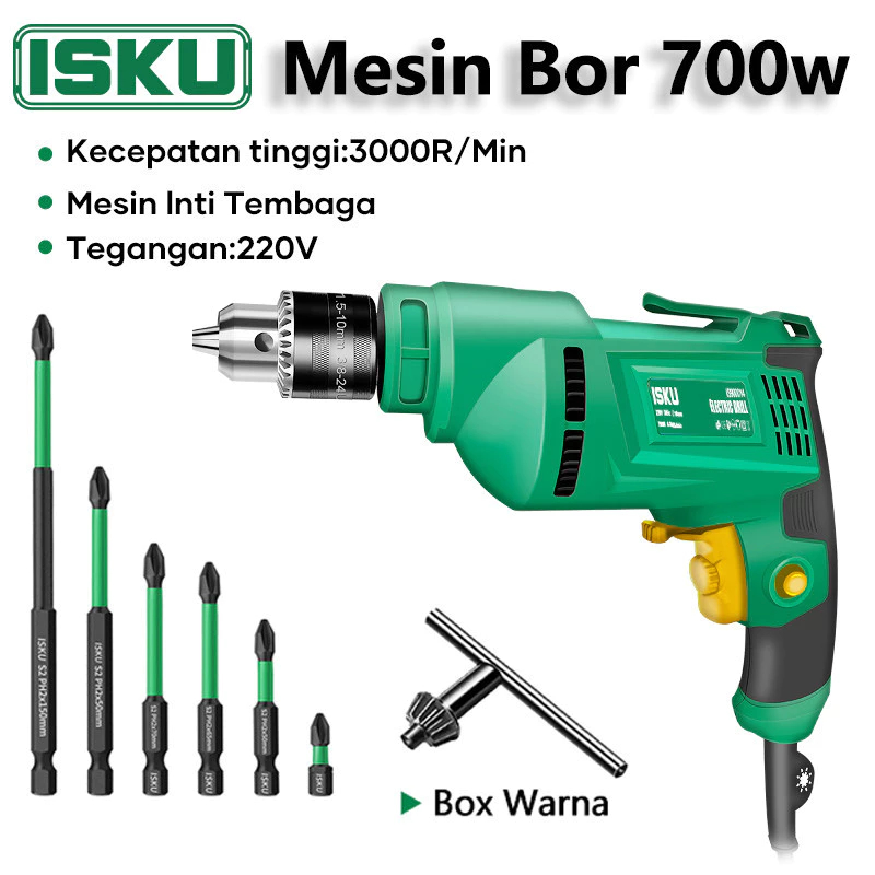 ISKU Mesin Bor Bolak Balik Listrik 220V Electric Drill Full Tembaga/Alat Listrik Mesin Bor