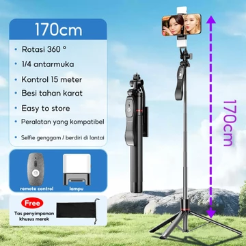 (Gratis 100 Asli Lampu Pengisi) ZIVOKA Tripod Tinggi 1700mm Rotasi 360° Tripod Yang Dapat