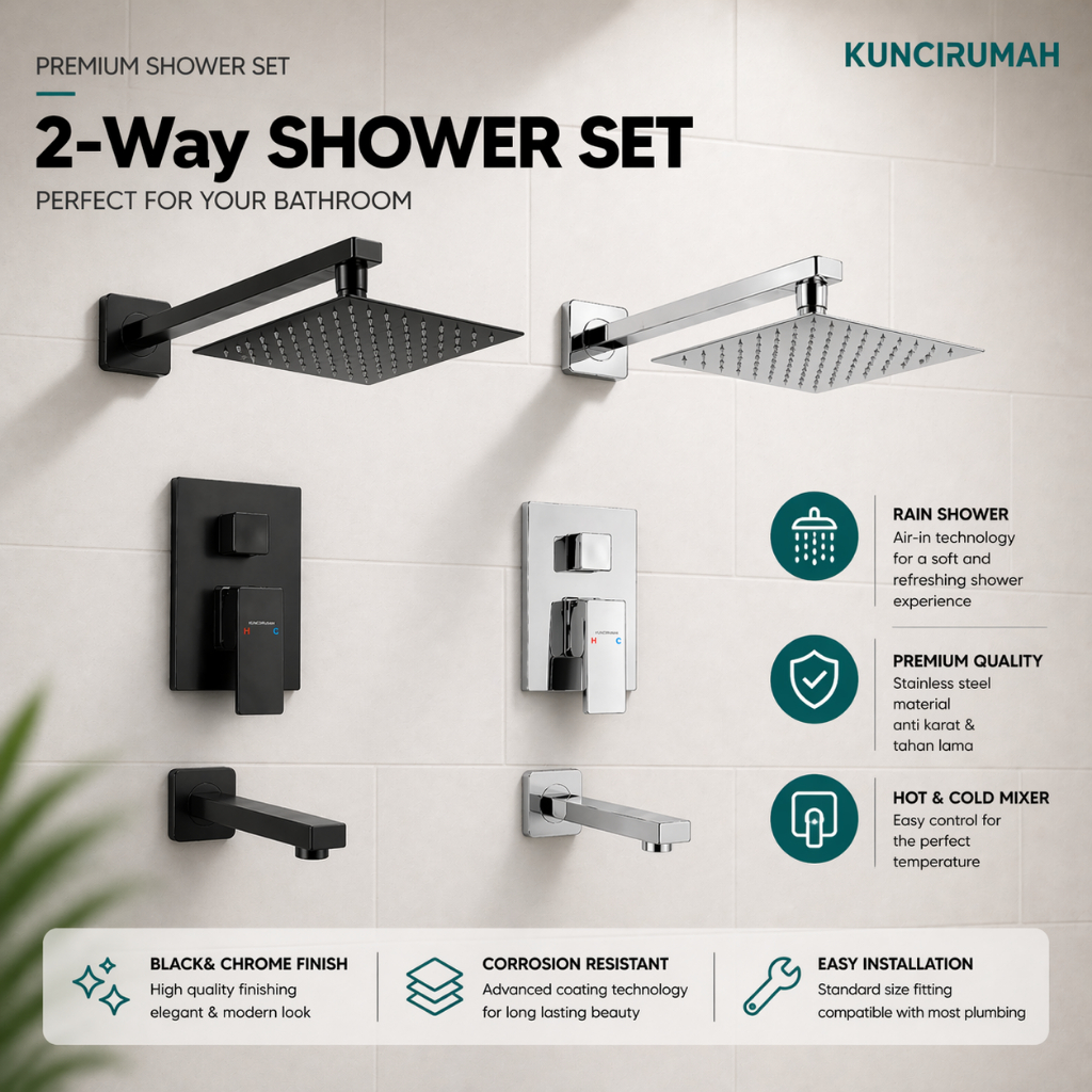 Jual Wall shower set hitam Shower kran tanam bathtub panas dingin black ...