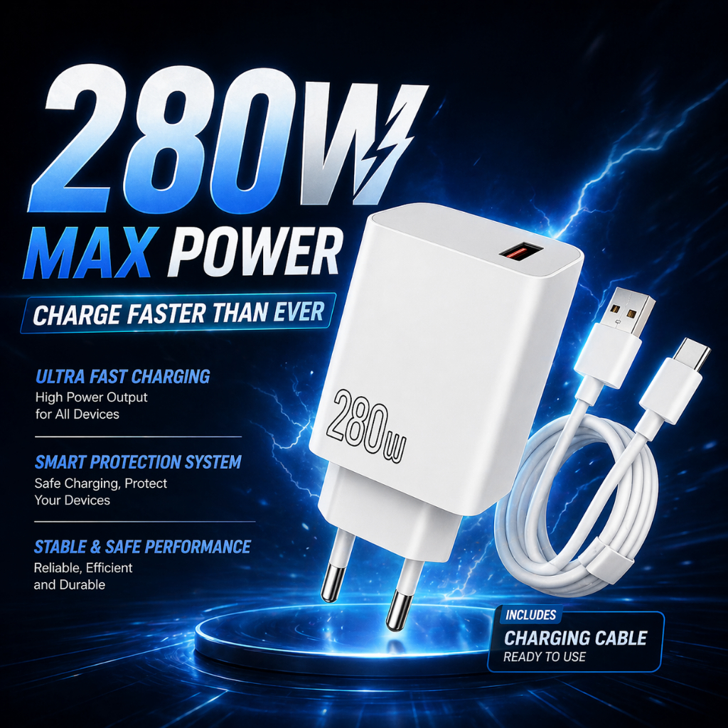 Myroots Charger All Android Usb Type Tipe C 280W Support Super Vooc Fast Flash Charging Original
