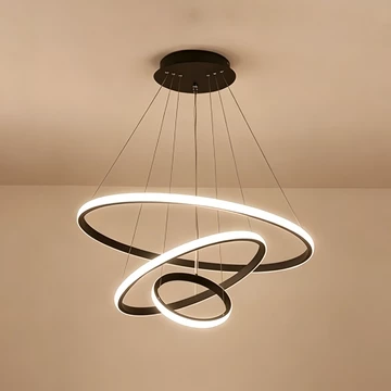 MOOOZ Lampu Gantung LED Modern 3 Ring Gold Lampu Hias Ruang Tamu Meja Makan Minimalis Mewah