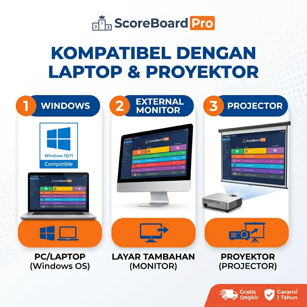 ID-Tech ScoreBoard Pro Multi Olahraga Desktop | Futsal, Bola, Basket, Voli