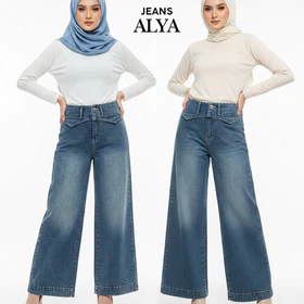 DiniOlshop_02 Celana Jean'S Model Kulot Skena Alya LifeStyle Nyaman Di Pakai Adem Tidak Panas