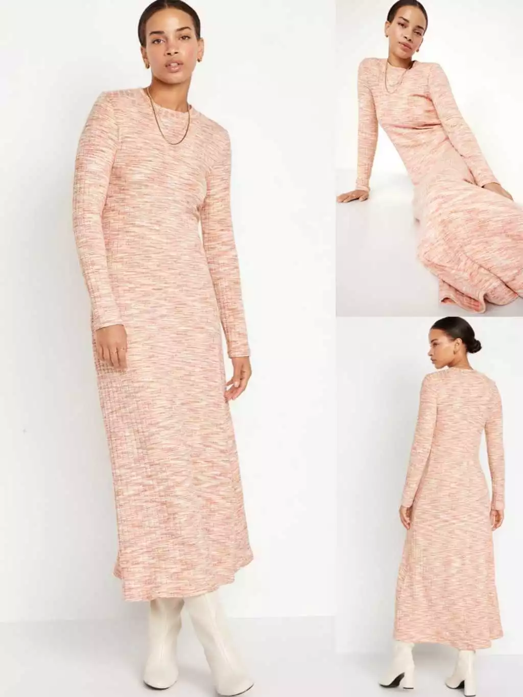 Dress Panjang Wanita OLN Fit & Flare Rib-Knit Maxi Dress - 2362