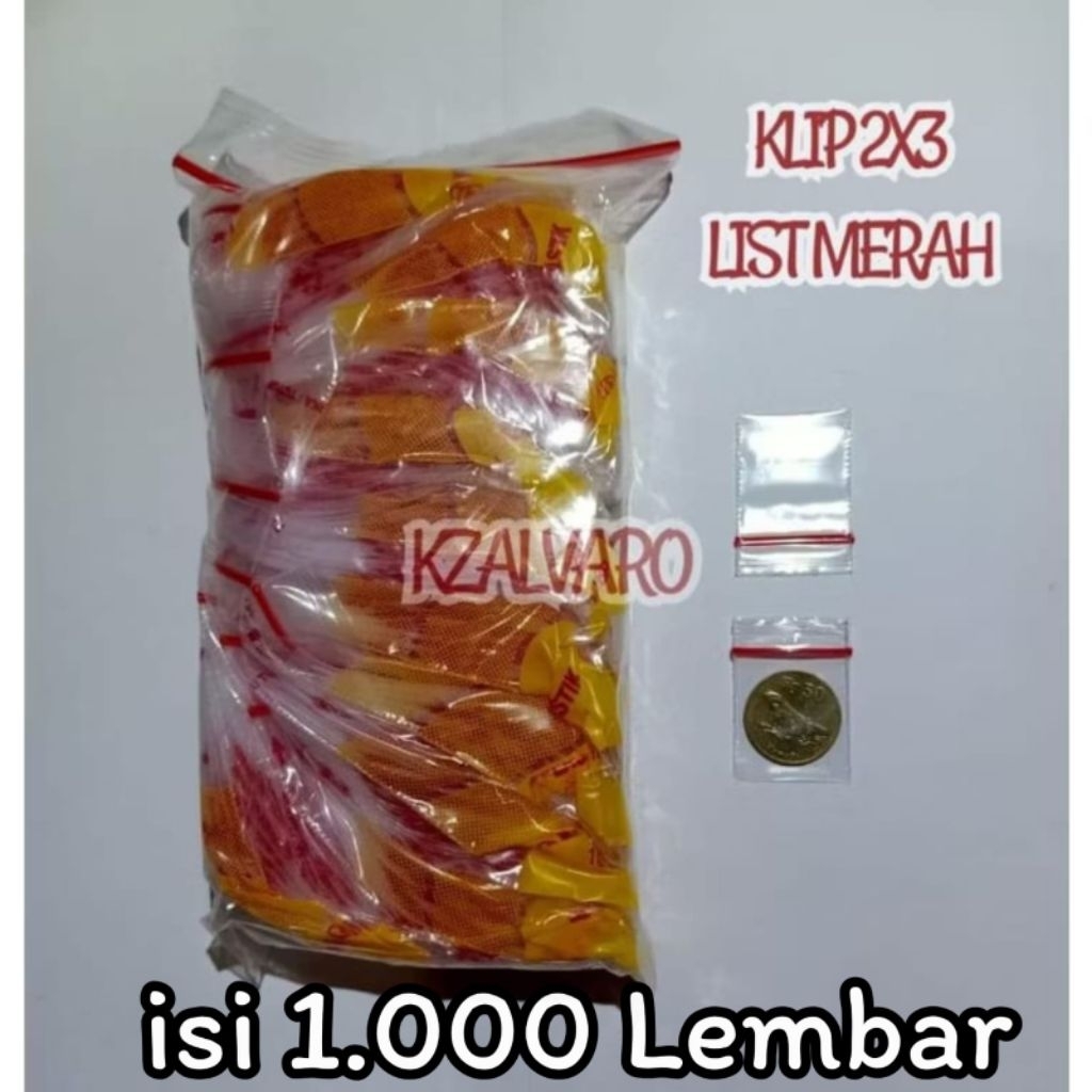 Jual PLASTIK KLIP 2X3 ISI 1000 LEMBAR / LIST MERAH / ZIPLOCK | Shopee ...
