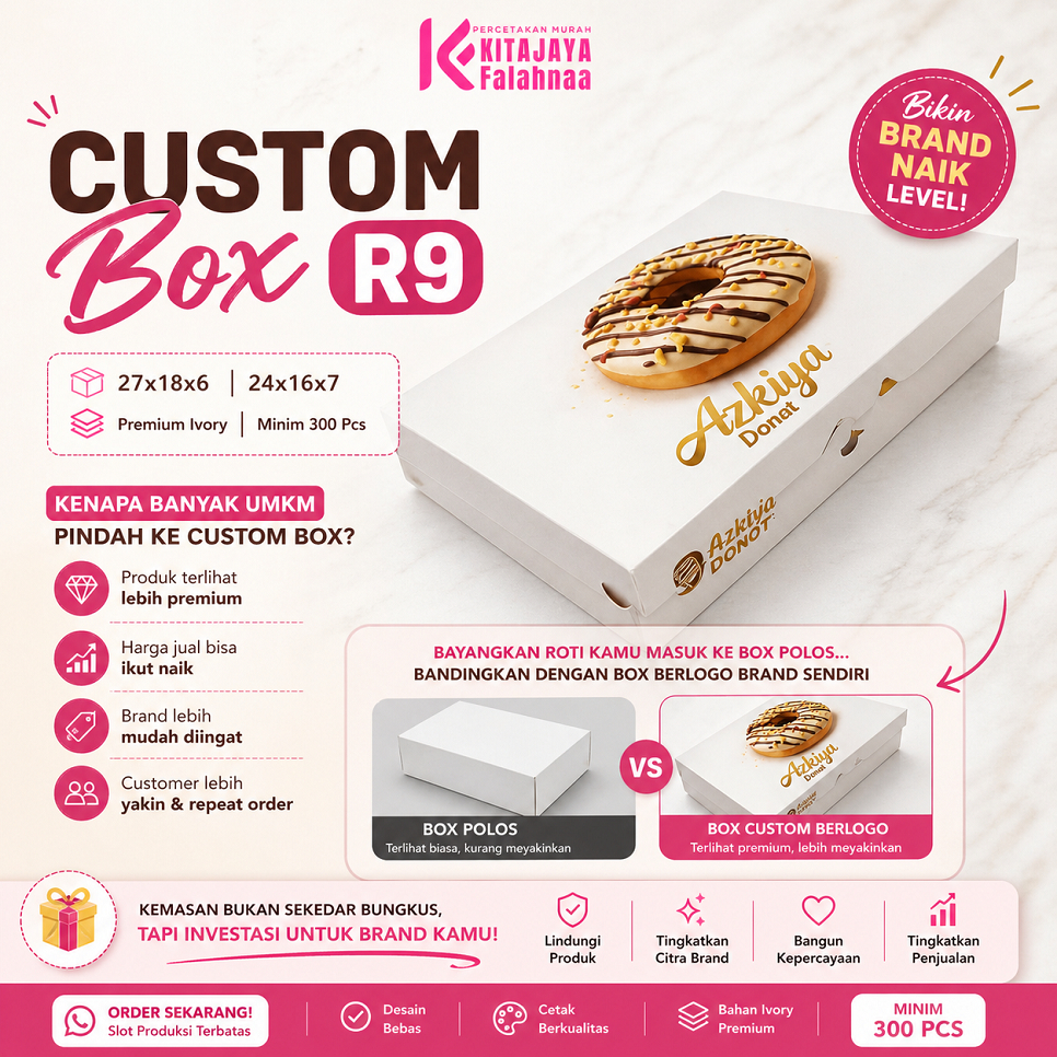 Jual CUSTOM Box R9 27x18x6 | 24x16x7 | Premium Ivory | Minim 300 Pcs ...