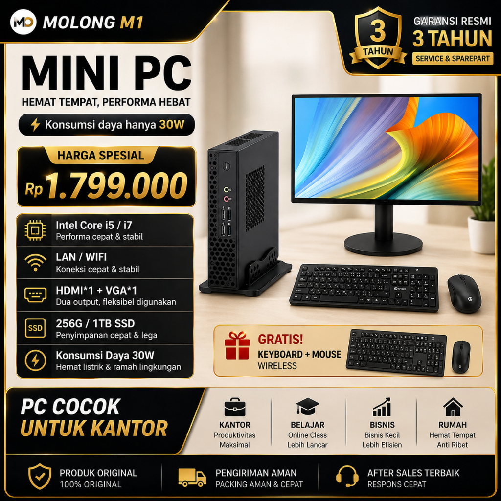 Intel i5 12450H PC gaming full set ,mini komputer desktop cocok untuk kantor bisnis desain grafis keyboard dan mouse gratis