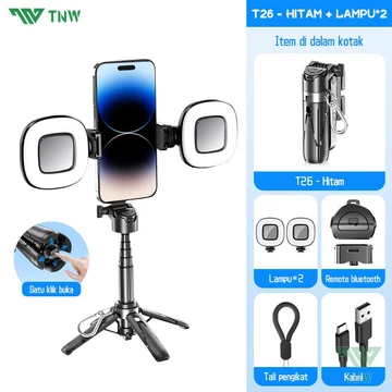 TNW T26 Mini Tongsis Tripod Extendable Grip Tripod Selfie Stick Remote Control Tripod 3 In 1