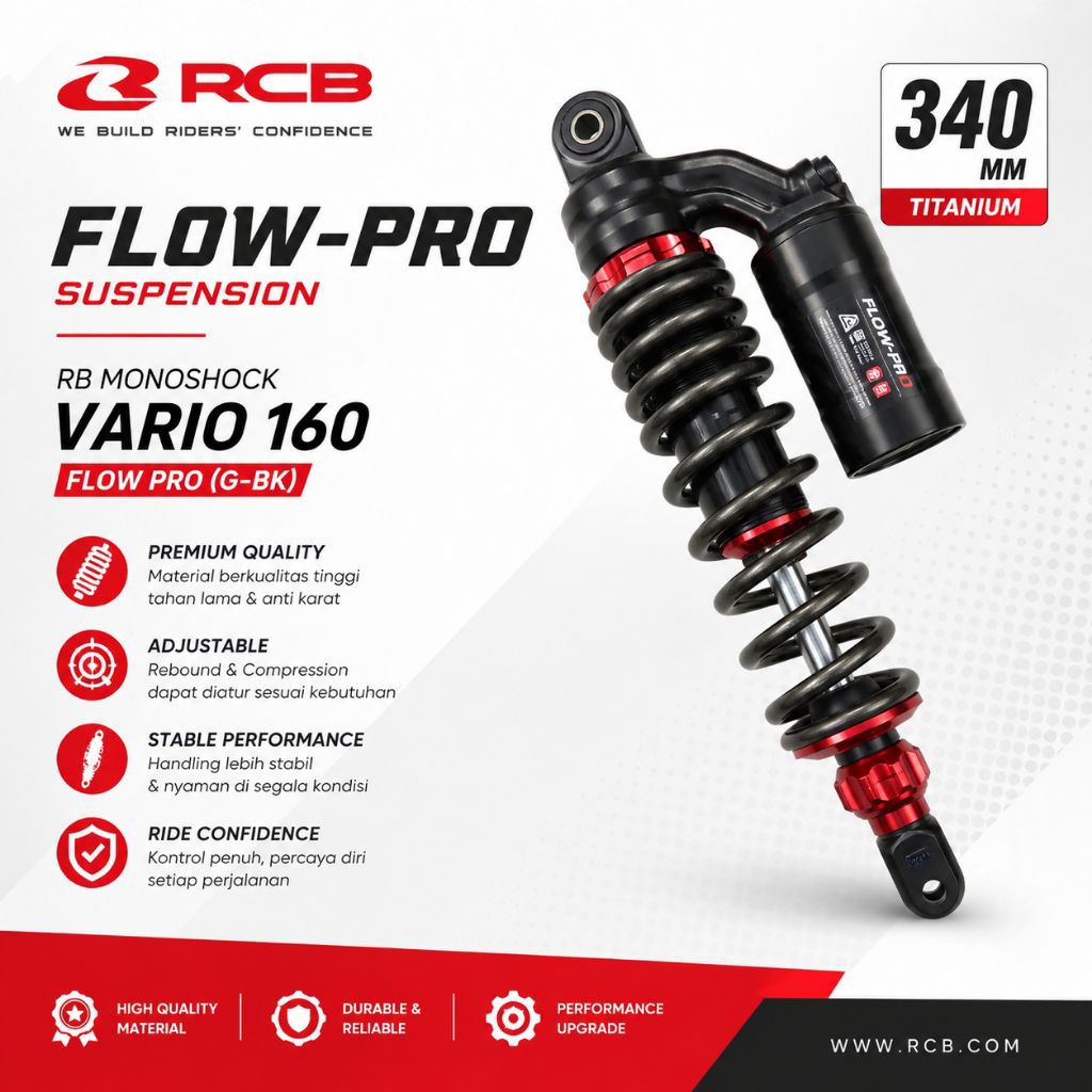 Jual RCB Flow Pro Shockbreaker Vario 160 340mm Titanium – Fully ...
