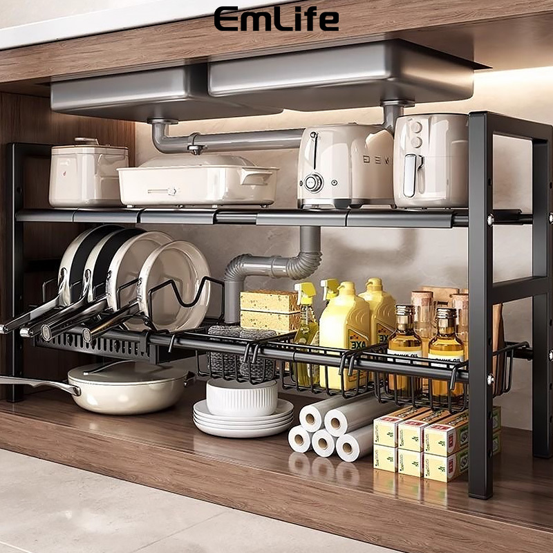 Jual Rak Bawah Wastafel Rak Dapur Yang Dapat Ditarik Di Bawah Rak Panci ...