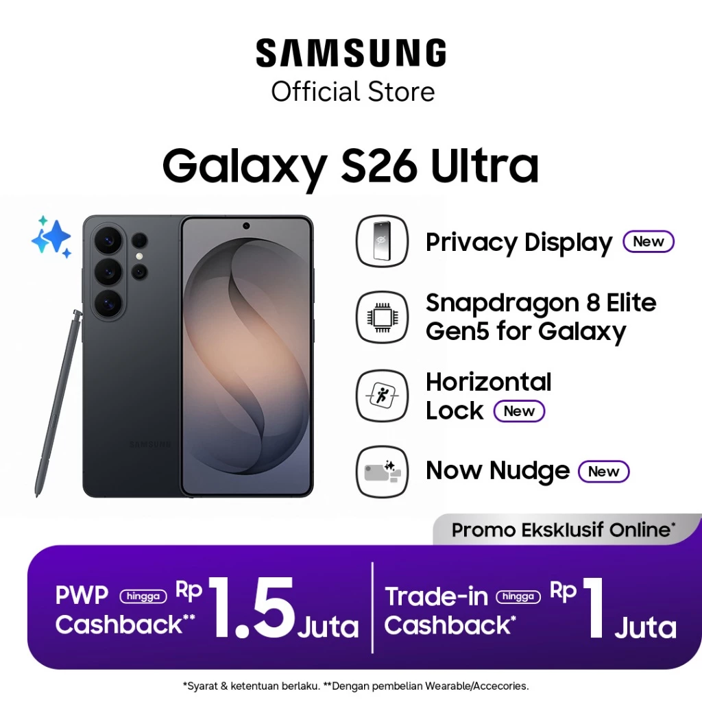 Samsung Galaxy S26 Ultra dengan layar Dynamic AMOLED 6,9 inci dan desain premium