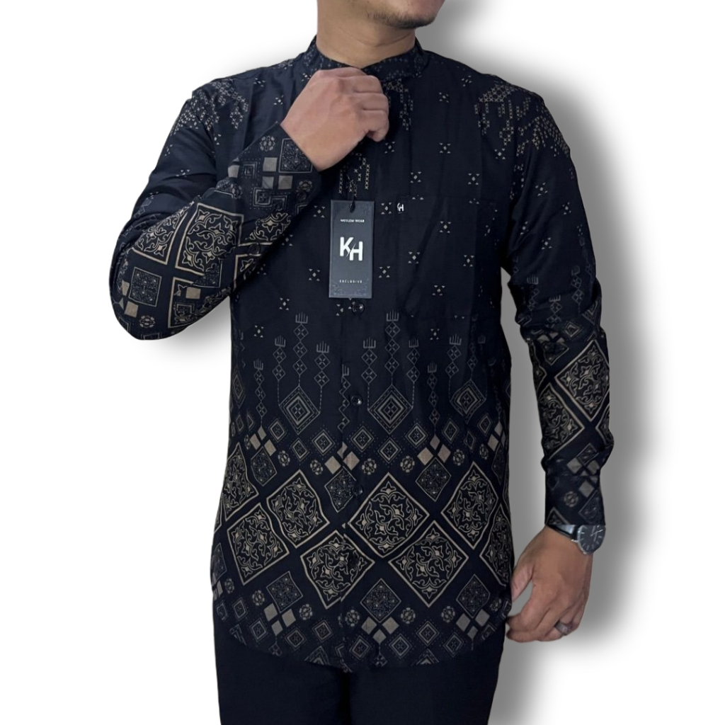 Kemko KH 054 Kemeja Koko Pria Lengan Panjang Motif Terbaru Katun High Quality