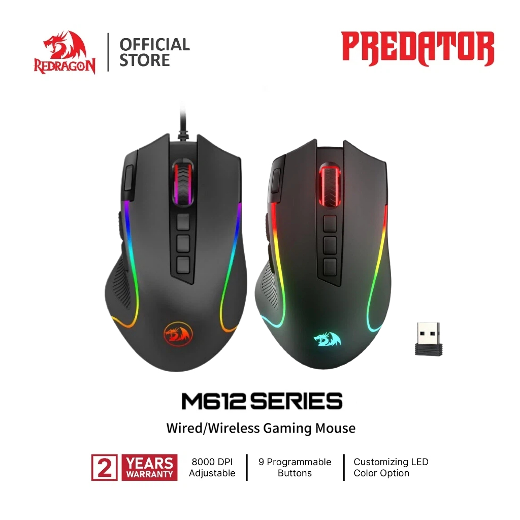 Jual Redragon PREDATOR M612/M612 RGB PRO 8000 DPI Wired Optical Gaming ...
