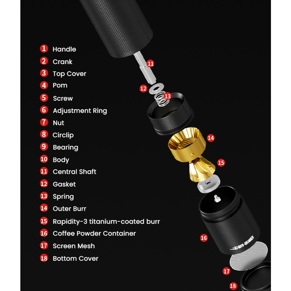 Jual MHW-3 BOMBER Blade R3 Pro Manual Coffee Hand Grinder | Shopee ...