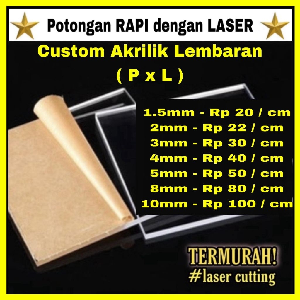 AKRILIK Lembaran CUSTOM / Akrilik bening / Custom Akrilik / Acrylic