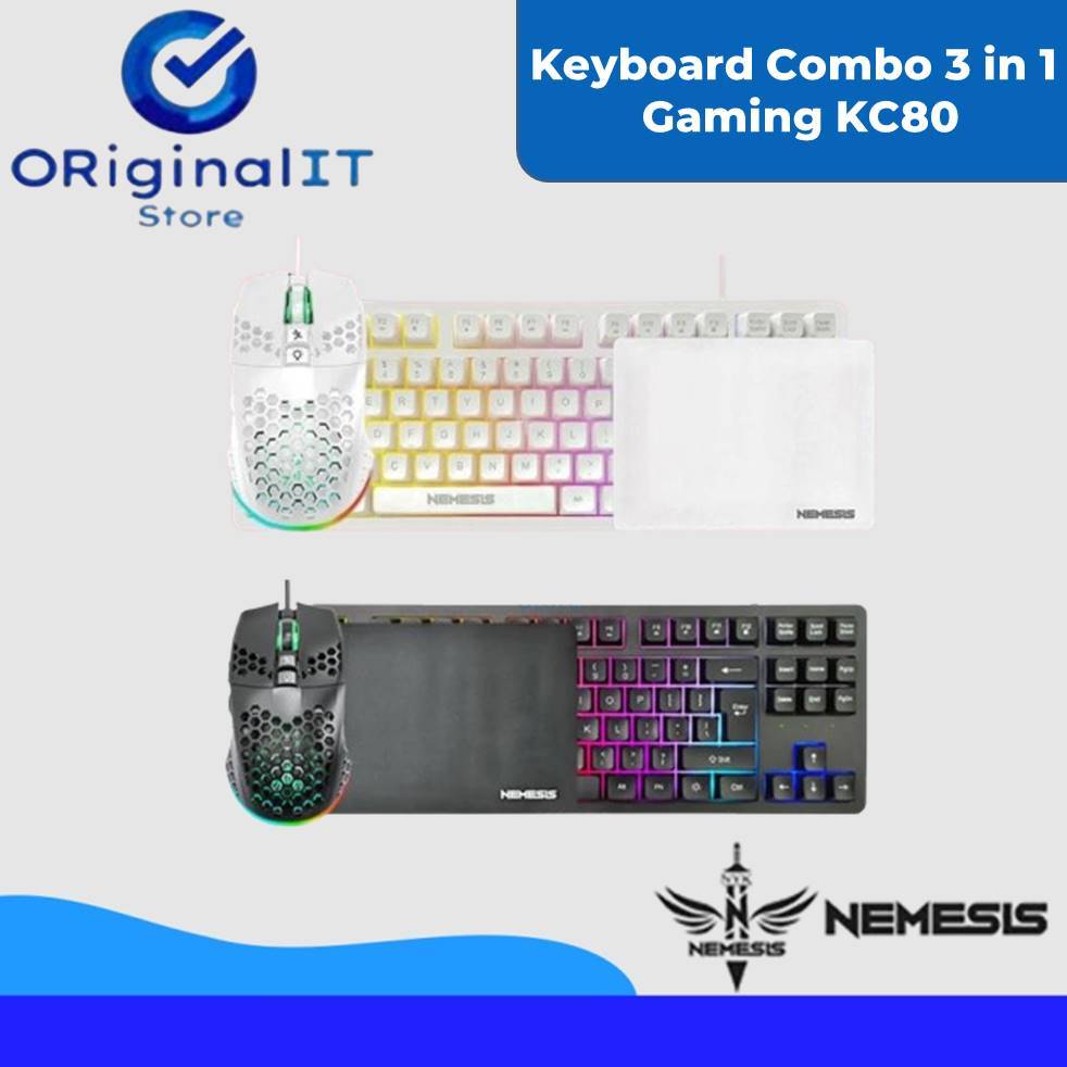 Jual NEMESIS Keyboard Gaming RGB Combo 3 in 1 Mouse Mousepad KC80 ...
