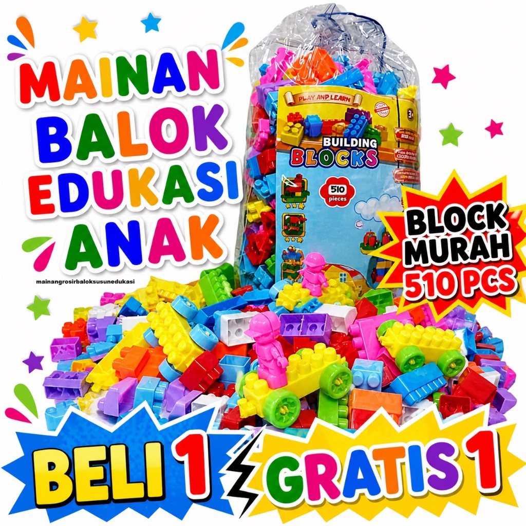 Jual Buy 1 Get 1 Free - Mainan Block Susun Building Anak Edukasi Mainan ...