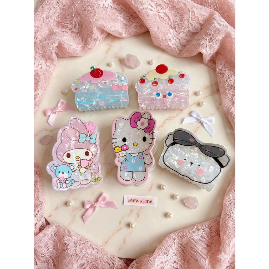 Jual Awwsome jepit rambut marble akrilik cat kucing Sanrio jedai ...