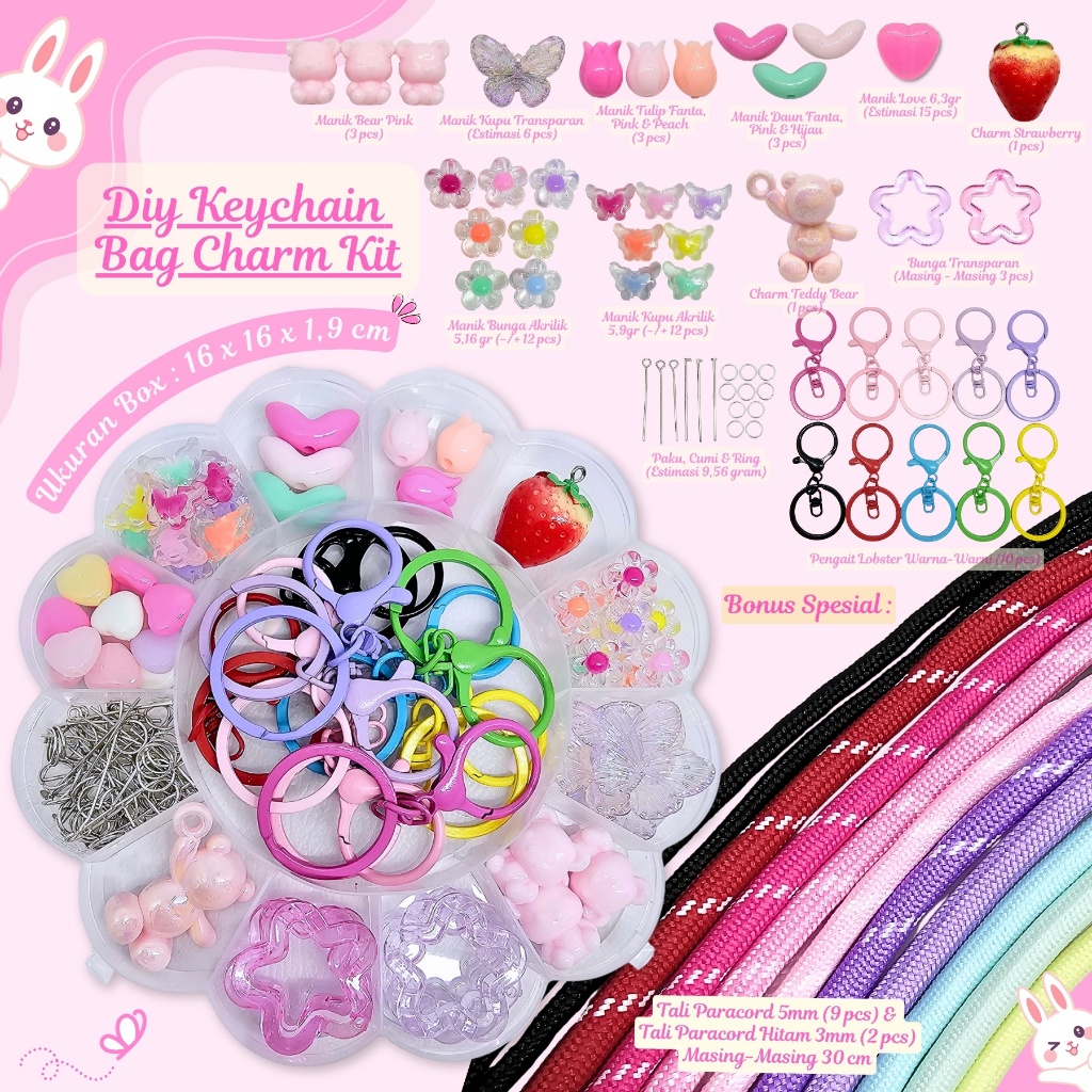 Jual DIY Gantungan Kunci / Tas Bag Charm Keychain Kit Set Meronce Beads  Manik Manik - SM029 | Shopee Indonesia