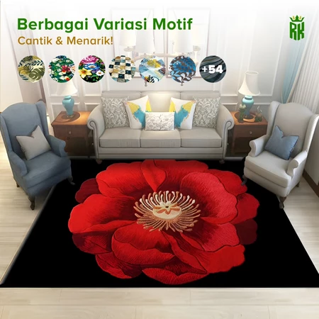 RAJA X VIDI UTAMI - Karpet Lantai 120x180 Motif Estetik Bahan Polyester Anti Slip untuk Ruang Tamu