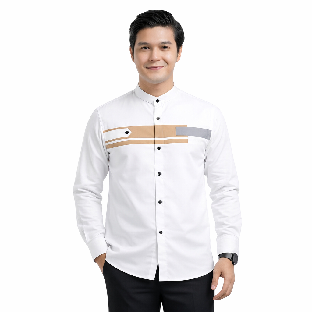 Baju Koko Pria Dewasa Lengan Panjang Motif Yordan Series Muslim Hadroh Azzahir M L XL